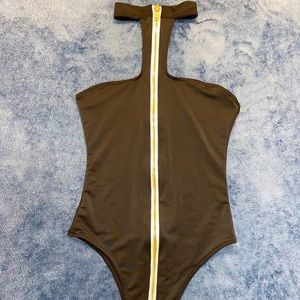 NWOT Black high waist zipper bikini